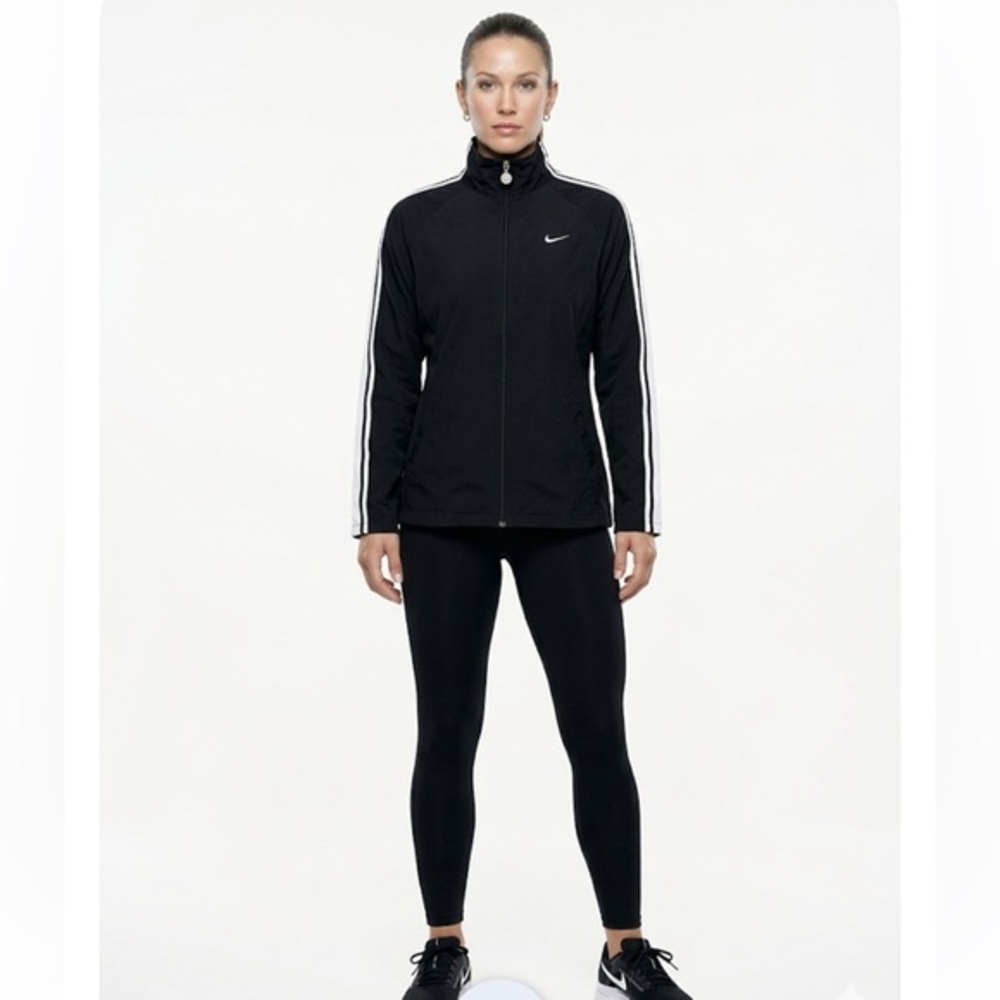 Nike Vintage Y2K Black Track Jacket White Racing Stripes Women’s XXL